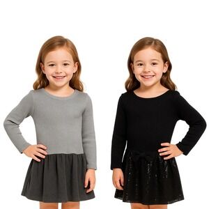 2PC Max Studio If It Were Me‎ Sweater Dress Girls Ribbed Knit Long Sleeve Bow